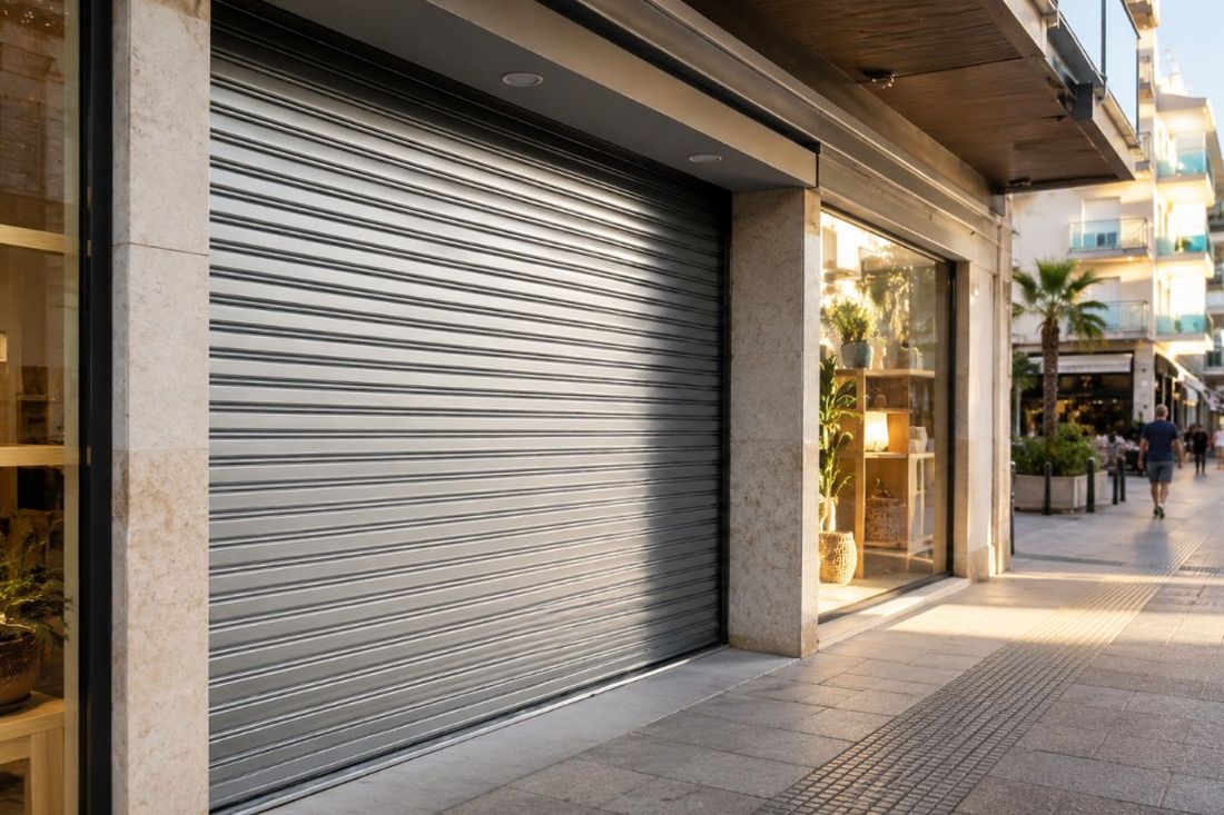 Persiana metálica de seguridad de un comercio en Salou